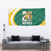 Australia 2026 Soccer Tapestry Go Socceroos Kangaroo Mascot Green Sporty