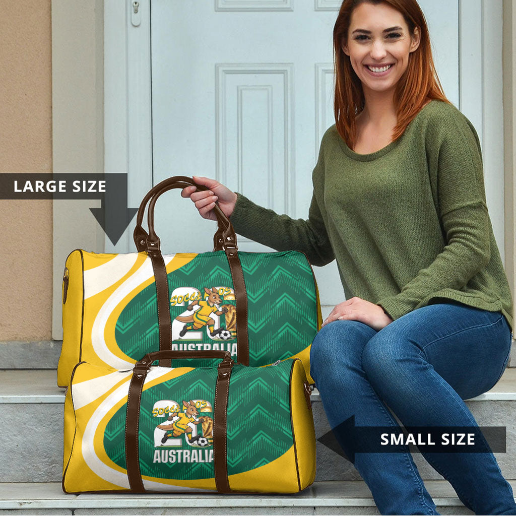 Australia 2026 Soccer Travel Bag Go Socceroos Kangaroo Mascot Green Sporty