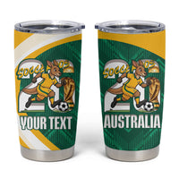 Australia 2026 Soccer Custom Tumbler Cup Go Socceroos Kangaroo Mascot Green Sporty