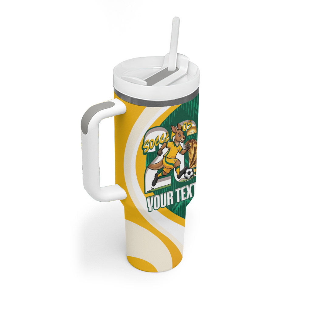 Australia 2026 Soccer Custom Tumbler With Handle Go Socceroos Kangaroo Mascot Green Sporty
