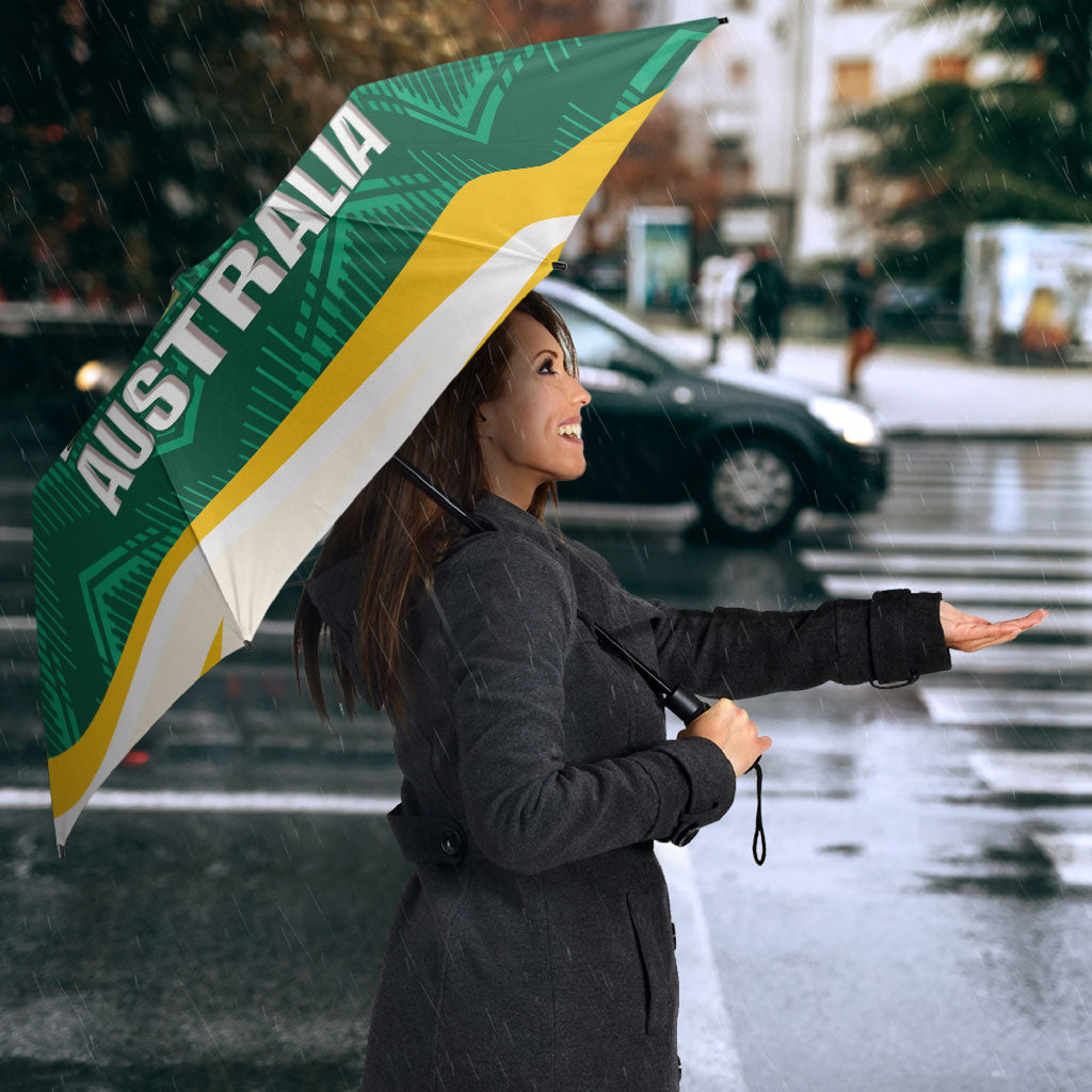 Australia 2026 Soccer Umbrella Go Socceroos Kangaroo Mascot Green Sporty