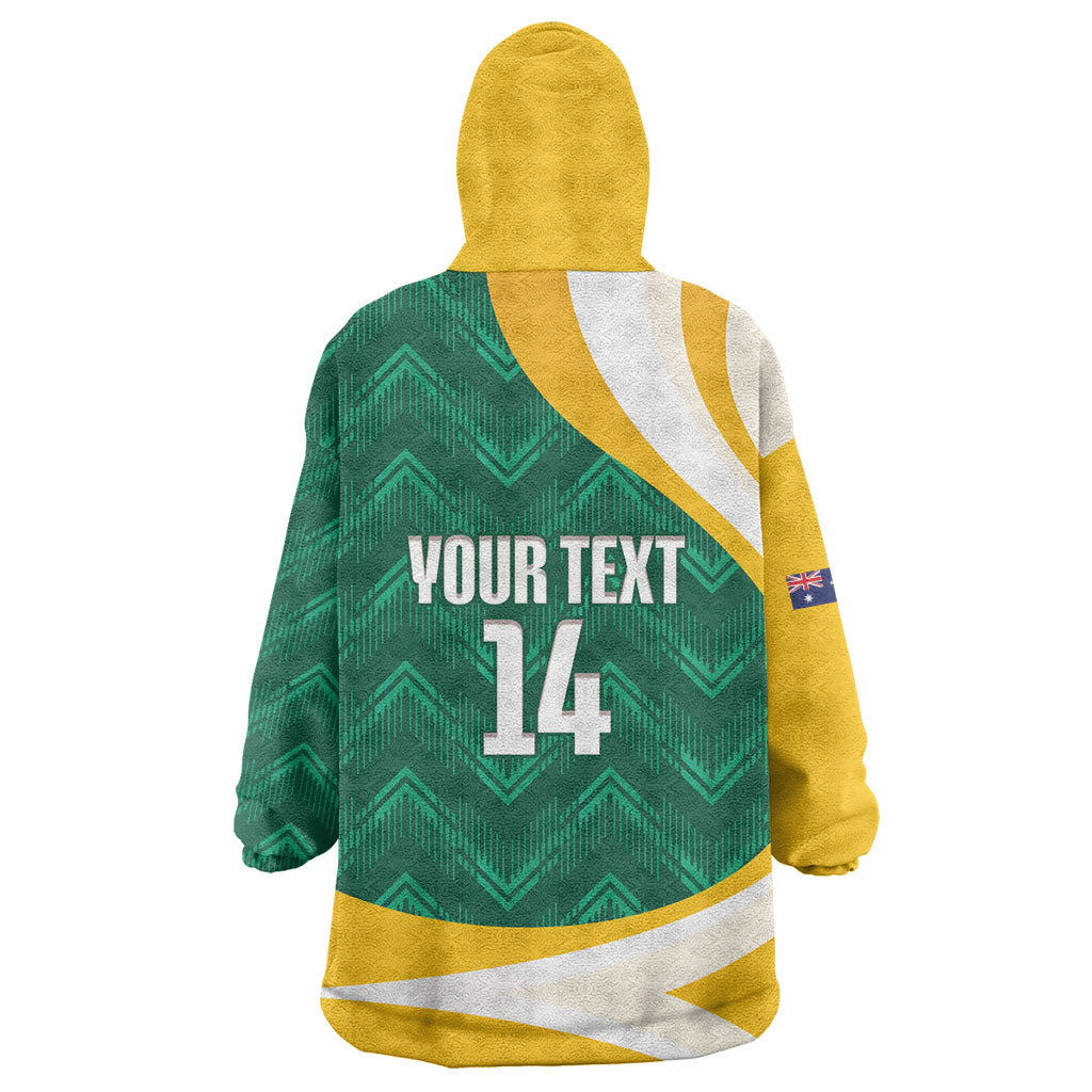 Australia 2026 Soccer Custom Wearable Blanket Hoodie Go Socceroos Kangaroo Mascot Green Sporty