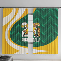 Australia 2026 Soccer Window Curtain Go Socceroos Kangaroo Mascot Green Sporty