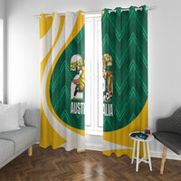 Australia 2026 Soccer Window Curtain Go Socceroos Kangaroo Mascot Green Sporty