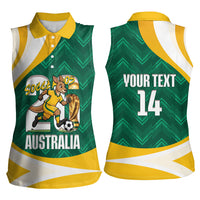Australia 2026 Soccer Custom Women Sleeveless Polo Shirt Go Socceroos Kangaroo Mascot Green Sporty