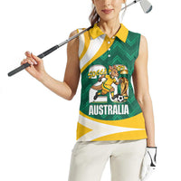 Australia 2026 Soccer Custom Women Sleeveless Polo Shirt Go Socceroos Kangaroo Mascot Green Sporty