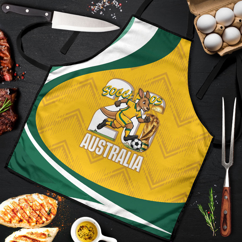 Australia 2026 Soccer Apron Go Socceroos Kangaroo Mascot Yellow Sporty