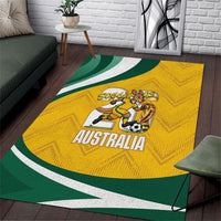 Australia 2026 Soccer Area Rug Go Socceroos Kangaroo Mascot Yellow Sporty