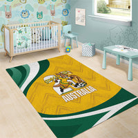 Australia 2026 Soccer Area Rug Go Socceroos Kangaroo Mascot Yellow Sporty