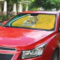 Australia 2026 Soccer Auto Sun Shade Go Socceroos Kangaroo Mascot Yellow Sporty