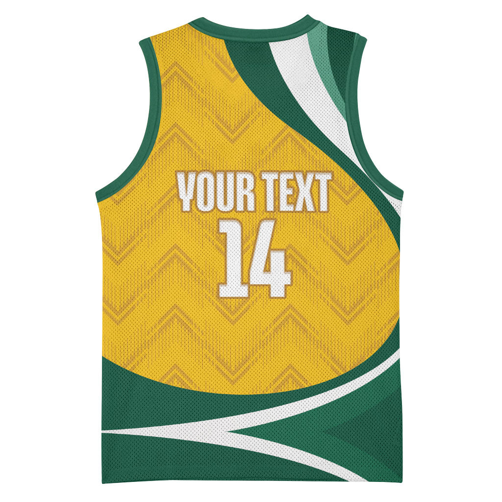 Australia 2026 Soccer Custom Basketball Jersey Go Socceroos Kangaroo Mascot Yellow Sporty