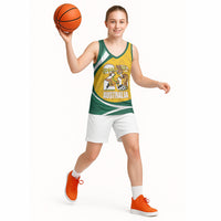 Australia 2026 Soccer Custom Basketball Jersey Go Socceroos Kangaroo Mascot Yellow Sporty