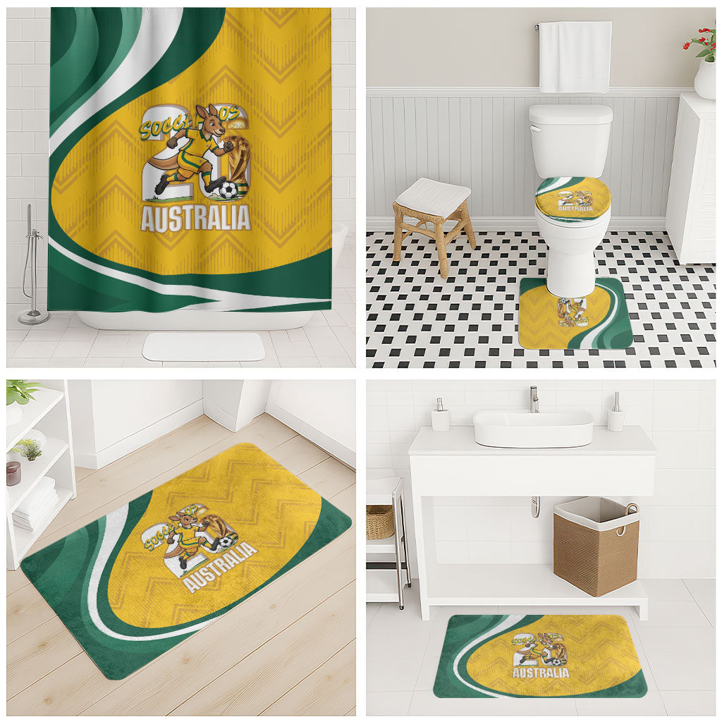 Australia 2026 Soccer Bathroom Set Go Socceroos Kangaroo Mascot Yellow Sporty