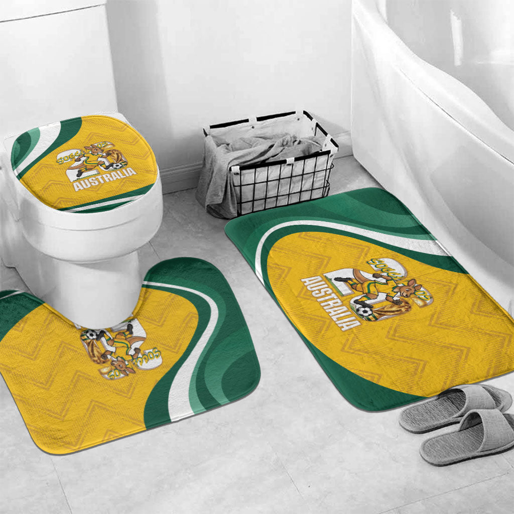 Australia 2026 Soccer Bathroom Set Go Socceroos Kangaroo Mascot Yellow Sporty