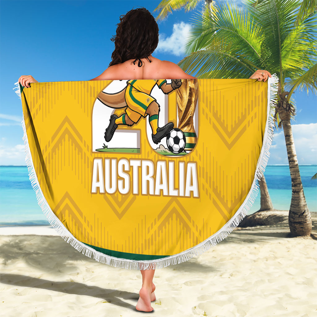 Australia 2026 Soccer Beach Blanket Go Socceroos Kangaroo Mascot Yellow Sporty