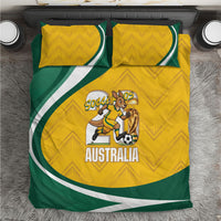 Australia 2026 Soccer Bedding Set Go Socceroos Kangaroo Mascot Yellow Sporty