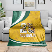 Australia 2026 Soccer Blanket Go Socceroos Kangaroo Mascot Yellow Sporty