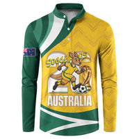 Australia 2026 Soccer Custom Button Sweatshirt Go Socceroos Kangaroo Mascot Yellow Sporty