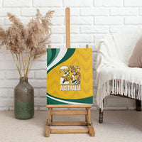 Australia 2026 Soccer Canvas Wall Art Go Socceroos Kangaroo Mascot Yellow Sporty