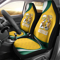 Australia 2026 Soccer Car Seat Cover Go Socceroos Kangaroo Mascot Yellow Sporty