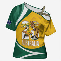 Australia 2026 Soccer Custom Cross Shoulder Shirt Go Socceroos Kangaroo Mascot Yellow Sporty
