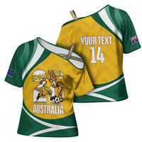 Australia 2026 Soccer Custom Cross Shoulder Shirt Go Socceroos Kangaroo Mascot Yellow Sporty