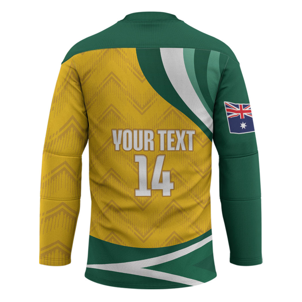 Australia 2026 Soccer Custom Hockey Jersey Go Socceroos Kangaroo Mascot Yellow Sporty