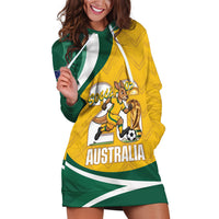Australia 2026 Soccer Custom Hoodie Dress Go Socceroos Kangaroo Mascot Yellow Sporty