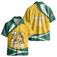 Australia 2026 Soccer Custom Kid Hawaiian Shirt Go Socceroos Kangaroo Mascot Yellow Sporty LT14