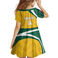 Australia 2026 Soccer Custom Kid Short Sleeve Dress Go Socceroos Kangaroo Mascot Yellow Sporty