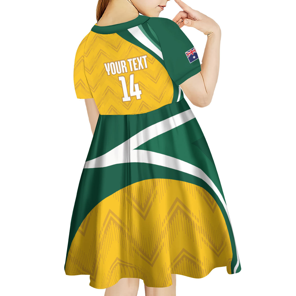 Australia 2026 Soccer Custom Kid Short Sleeve Dress Go Socceroos Kangaroo Mascot Yellow Sporty