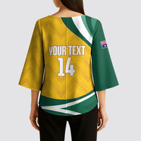 Australia 2026 Soccer Custom Kimono Sleeve Blouse Go Socceroos Kangaroo Mascot Yellow Sporty