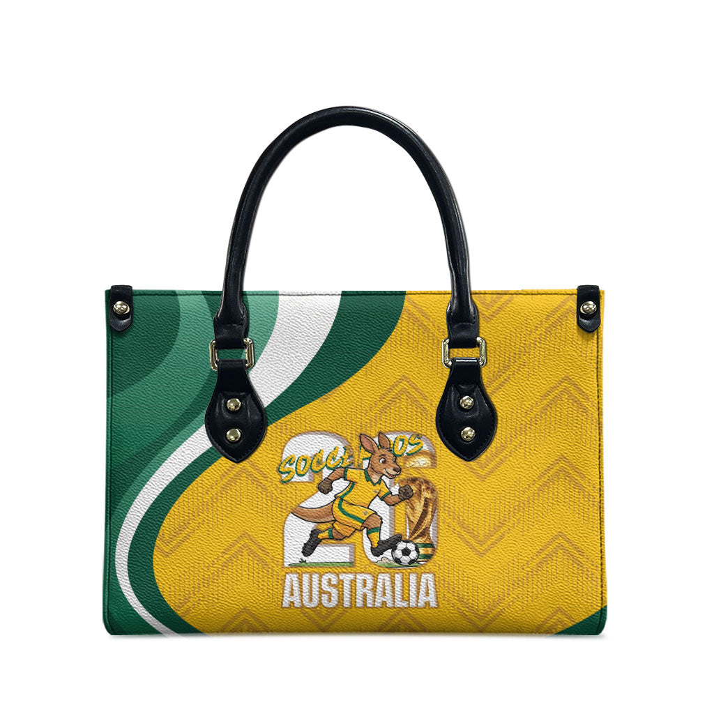 Australia 2026 Soccer Leather Bag Go Socceroos Kangaroo Mascot Yellow Sporty