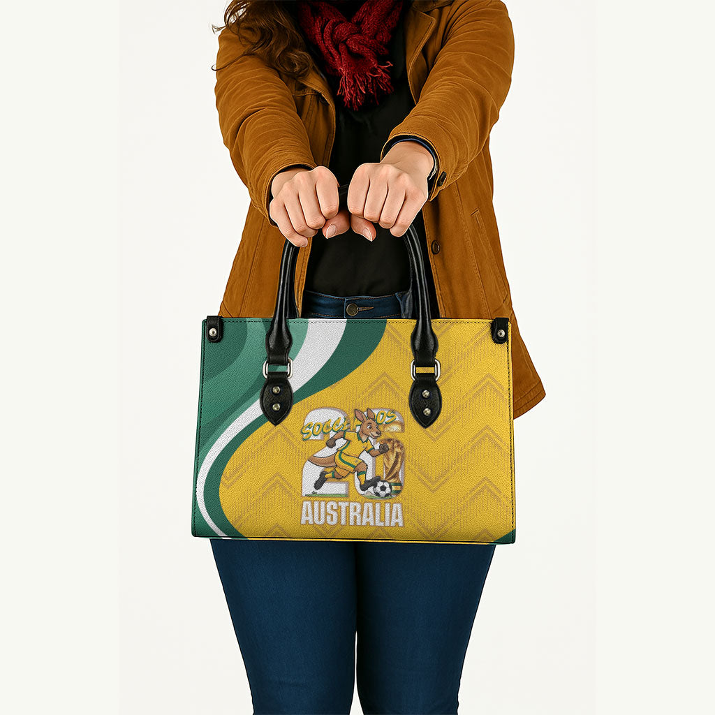 Australia 2026 Soccer Leather Bag Go Socceroos Kangaroo Mascot Yellow Sporty
