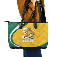 Australia 2026 Soccer Leather Tote Bag Go Socceroos Kangaroo Mascot Yellow Sporty