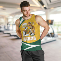 Australia 2026 Soccer Custom Men Tank Top Go Socceroos Kangaroo Mascot Yellow Sporty