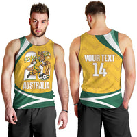 Australia 2026 Soccer Custom Men Tank Top Go Socceroos Kangaroo Mascot Yellow Sporty