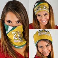 Australia 2026 Soccer Neck Gaiter Go Socceroos Kangaroo Mascot Yellow Sporty