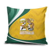 Australia 2026 Soccer Pillow Cover Go Socceroos Kangaroo Mascot Yellow Sporty