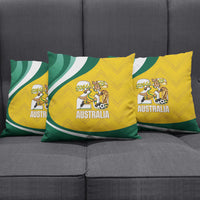 Australia 2026 Soccer Pillow Cover Go Socceroos Kangaroo Mascot Yellow Sporty