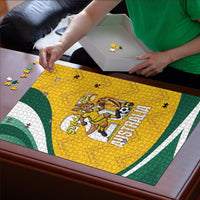Australia 2026 Soccer Puzzle Go Socceroos Kangaroo Mascot Yellow Sporty