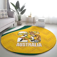 Australia 2026 Soccer Round Carpet Go Socceroos Kangaroo Mascot Yellow Sporty