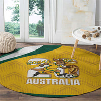 Australia 2026 Soccer Round Carpet Go Socceroos Kangaroo Mascot Yellow Sporty