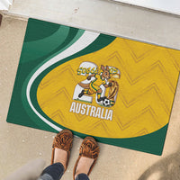 Australia 2026 Soccer Rubber Doormat Go Socceroos Kangaroo Mascot Yellow Sporty