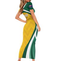 Australia 2026 Soccer Custom Short Sleeve Bodycon Dress Go Socceroos Kangaroo Mascot Yellow Sporty