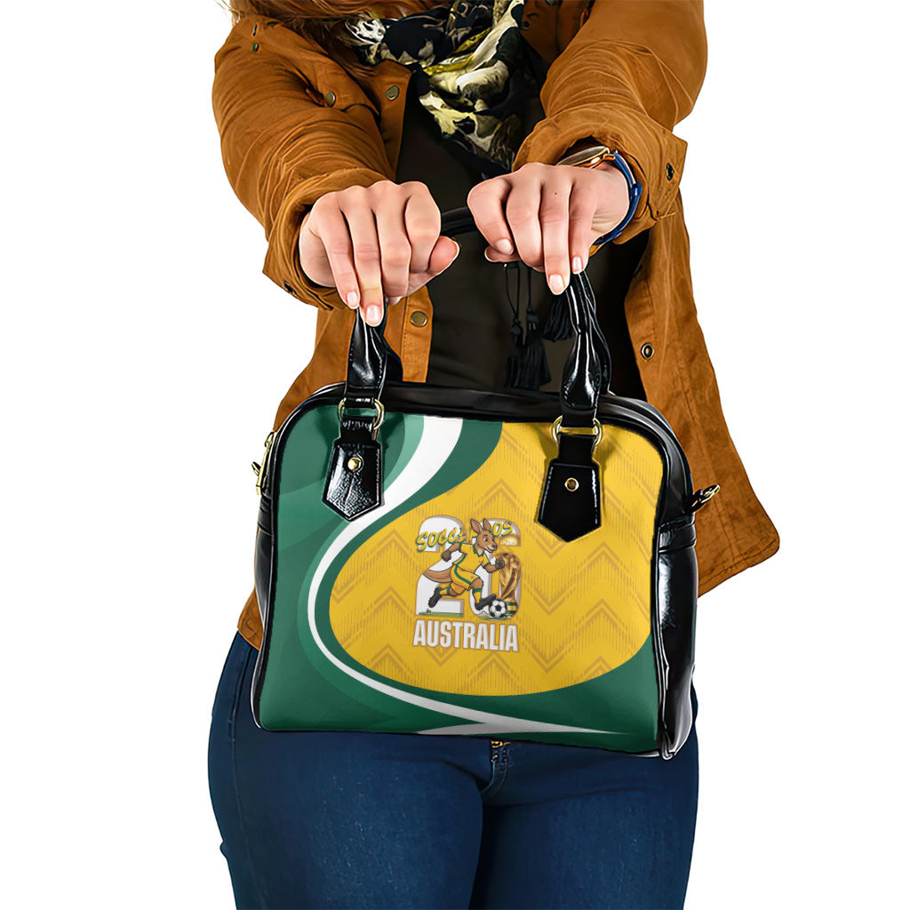 Australia 2026 Soccer Shoulder Handbag Go Socceroos Kangaroo Mascot Yellow Sporty