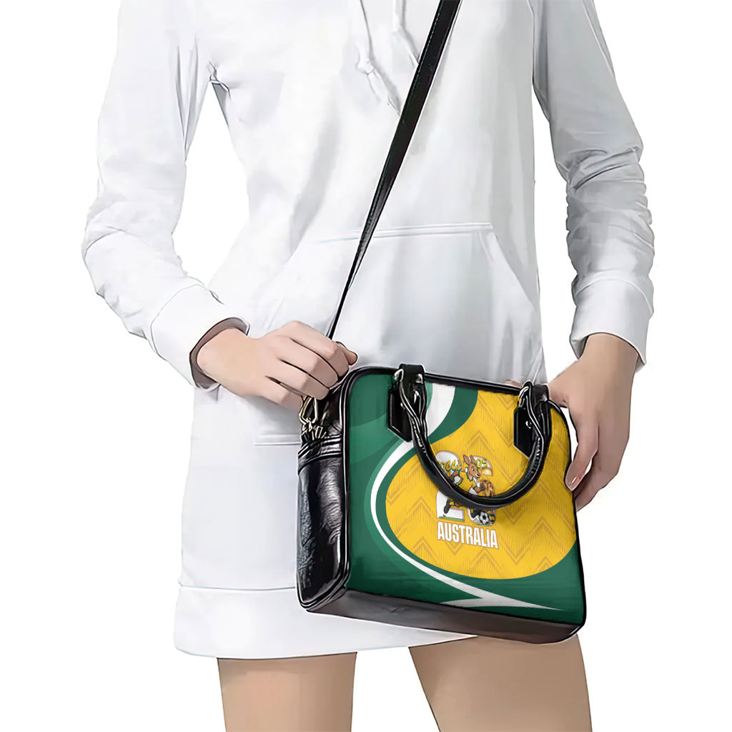 Australia 2026 Soccer Shoulder Handbag Go Socceroos Kangaroo Mascot Yellow Sporty