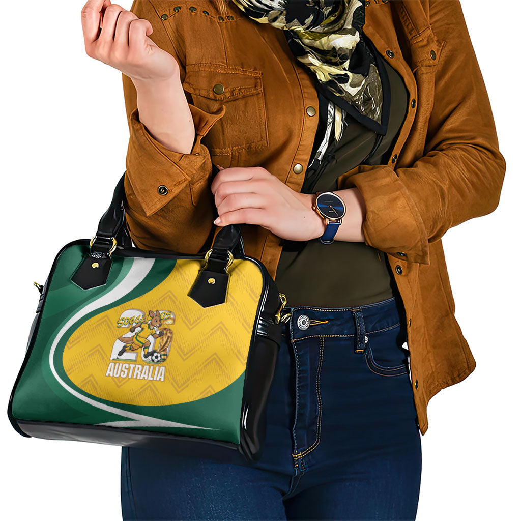 Australia 2026 Soccer Shoulder Handbag Go Socceroos Kangaroo Mascot Yellow Sporty