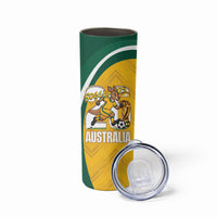 Australia 2026 Soccer Custom Skinny Tumbler Go Socceroos Kangaroo Mascot Yellow Sporty