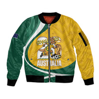 Australia 2026 Soccer Custom Sleeve Zip Bomber Jacket Go Socceroos Kangaroo Mascot Yellow Sporty